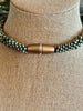 Matte Green Patina Metallic Dragon Scales Lei - 30"