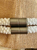 White Glossy Pearl Scales Necklace  - 25"