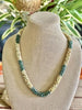 Picasso Yellow/Metallic Green Dragon Scales Necklace  - 27"