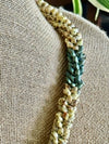 Picasso Yellow/Metallic Green Dragon Scales Necklace  - 27"