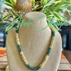 Picasso Yellow/Metallic Green Dragon Scales Necklace  - 27"