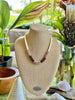 Hawaiian Glass Lei Necklace - Luster Creme with Pink/Brown Lilikoi Beads - 24”