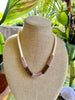 Hawaiian Glass Lei Necklace - Luster Creme with Pink/Brown Lilikoi Beads - 24”