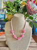 Pink Rose Petal Beaded Hawaiian Haku Lei Mini (5 Clusters)  - 25"