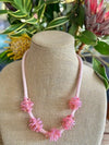 Pink Rose Petal Beaded Hawaiian Haku Lei Mini (5 Clusters)  - 25"