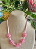 Pink Rose Petal Beaded Hawaiian Haku Lei Mini (5 Clusters)  - 25"