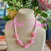 Pink Rose Petal Beaded Hawaiian Haku Lei Mini (5 Clusters)  - 25"