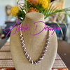 Pink Picasso, Lavendar and White Lentil Double Spiral Hawaiian Necklace  Lei - 27"