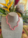 Pink Coral Silk Fiber Necklace  -19"