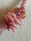 Pink Rose Petal Beaded Hawaiian Lei Mini (3 Cluster)  - 17"