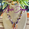 Purple & Orange Octopus Nature's Design Beaded Kumihimo Necklace Rare - 32"