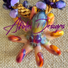 Purple & Orange Octopus Nature's Design Beaded Kumihimo Necklace Rare - 32"