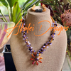 Purple & Orange Octopus Nature's Design Beaded Kumihimo Necklace Rare - 32"