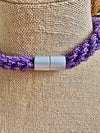 Hawaiian Beaded Necklace  - Purple Transparent Rainbow (24")
