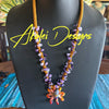 Purple & Orange Octopus Nature's Design Beaded Kumihimo Necklace Rare - 32"