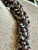 Raspberry Brown Dragon Scales Beaded Kumihimo Necklace  - 30"