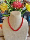 Red "Beads as Fiber" Necklace - 21.5"