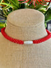 Red "Beads as Fiber" Necklace - 21.5"
