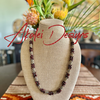 Brown Picasso Segmented Kumihimo with Red Magatama Necklace Lei  - 31"/32"