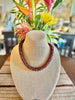 Pearlized Red with Galvanized Gold Orchid Lei Necklace - 22"