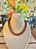 Pearlized Red with Galvanized Gold Orchid Lei Necklace - 22"
