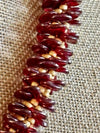 Pearlized Red with Galvanized Gold Orchid Lei Necklace - 22"