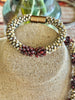 Brown Picasso Segmented Kumihimo with Red Magatama Necklace Lei  - 31"/32"