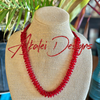 Transparent Red Rose Petal Orchid Lei Necklace -  26"