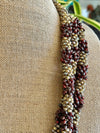 Brown Picasso Segmented Kumihimo with Red Magatama Necklace Lei  - 31"/32"