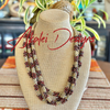 Brown Picasso Segmented Kumihimo with Red Magatama Necklace Lei  - 31"/32"