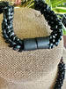 Red Picasso with Matte Black Dragon Scales Necklace  - 32"