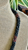 Red Picasso with Matte Black Dragon Scales Necklace  - 32"