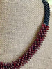 Hawaiian Lei Glass Bead Necklace - Red Picasso Lilikoi Matte Black 20”