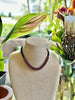 Hawaiian Lei Glass Bead Necklace - Red Picasso Lilikoi Matte Black 20”