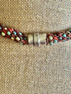Picasso Multi-Colored "Oimatsu" Braided Necklace with Rust Toned Cords- 17"