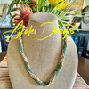 Spiral Segmented Sea Foam Green & Yellow Picasso Necklace Lei  - 26"