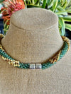 Spiral Segmented Sea Foam Green & Yellow Picasso Necklace Lei  - 26"
