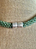 Sea Foam Green and Yellow Picasso Segmented Kumihimo Necklace Lei  - 31"