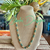 Sea Foam Green and Yellow Picasso Segmented Kumihimo Necklace Lei  - 31""