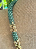 Sea Foam Green and Yellow Picasso Segmented Kumihimo Necklace Lei  - 31"