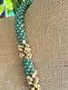 Sea Foam Green and Yellow Picasso Segmented Kumihimo Necklace Lei  - 31""