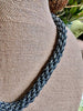 Hawaiian Beaded Necklace Lei Rope- Sea Foam Metallic and Gunmetal Matte (22")