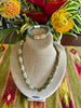 Sea Foam Green and Yellow Picasso Segmented Kumihimo Necklace Lei  - 31"