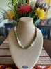 Olive Green & Yellow Picasso Segmented with White Dragon Scale Focal Necklace Lei  - 24"