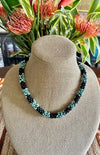 Matte Turquoise with Black New Mexican Pueblo Dragon Scale Necklace Lei  -21"