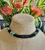 Matte Turquoise with Black New Mexican Pueblo Dragon Scale Necklace Lei  -21"
