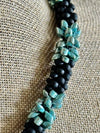 Matte Turquoise with Black New Mexican Pueblo Dragon Scale Necklace Lei  -21"