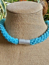 Hawaiian Beaded Necklace Lei Rope - Matte Sky Blue (26")