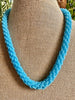Hawaiian Beaded Necklace Lei Rope - Matte Sky Blue (26")