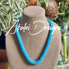 Hawaiian Beaded Necklace Lei Rope - Matte Sky Blue (26")